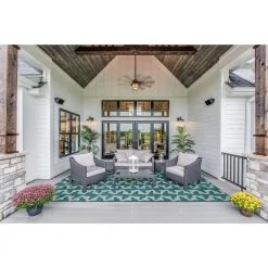 Doran Aqua and Green 7 ft. x 9 ft. Washable Polyester Indoor/Outdoor Area Rug by Linon Home Decor -Linon Home Decor Sales aqua green linon home decor outdoor rugs thdr04086 31 1000