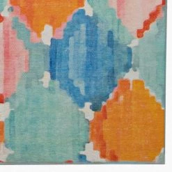 Panna Aqua and Orange 5 ft. W x 7 ft. L Washable Polyester Indoor/Outdoor Area Rug by Linon Home Decor -Linon Home Decor Sales aqua orange linon home decor outdoor rugs thdr04025 c3 1000