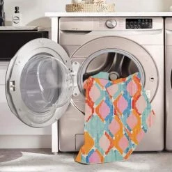 Panna Aqua and Orange 5 ft. W x 7 ft. L Washable Polyester Indoor/Outdoor Area Rug by Linon Home Decor -Linon Home Decor Sales aqua orange linon home decor outdoor rugs thdr04025 fa 1000