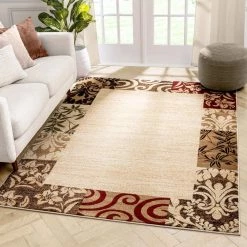 Barclay Vane Willow Damask Beige 7 ft. x 10 ft. Transitional Area Rug by Well Woven -Linon Home Decor Sales beige well woven area rugs 548226 c3 1000