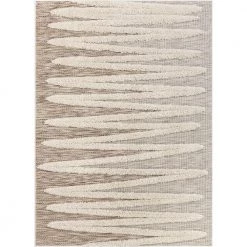 Bellagio Brigida Coastal Geometric Beige 5 ft. 3 in. x 7 ft. 3 in. High-Low Flat-Weave Area Rug by Well Woven