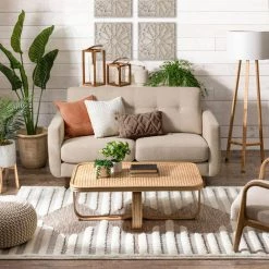 Bellagio Luna Tribal Moroccan Trellis Beige 5 ft. 3 in. x 7 ft. 3 in. High-Low Flat-Weave Area Rug by Well Woven -Linon Home Decor Sales beige well woven area rugs bg 52 5 44 1000