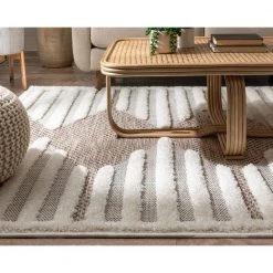 Bellagio Luna Tribal Moroccan Trellis Beige 5 ft. 3 in. x 7 ft. 3 in. High-Low Flat-Weave Area Rug by Well Woven -Linon Home Decor Sales beige well woven area rugs bg 52 5 fa 1000