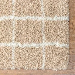 Juni Latham Scandinavian Geometric Beige 5 ft. 3 in. x 7 ft. 3 in. Nordic Thick Area Rug by Well Woven -Linon Home Decor Sales beige well woven area rugs ju 62 5 44 1000