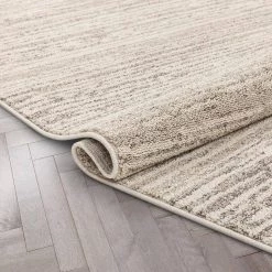 Loop-De-Loop Turin Beige Modern Abstract Striation 5 ft. 3 in. x 7 ft. 3 in. Flat-Weave Area Rug by Well Woven -Linon Home Decor Sales beige well woven area rugs ldl 102 5 1f 1000