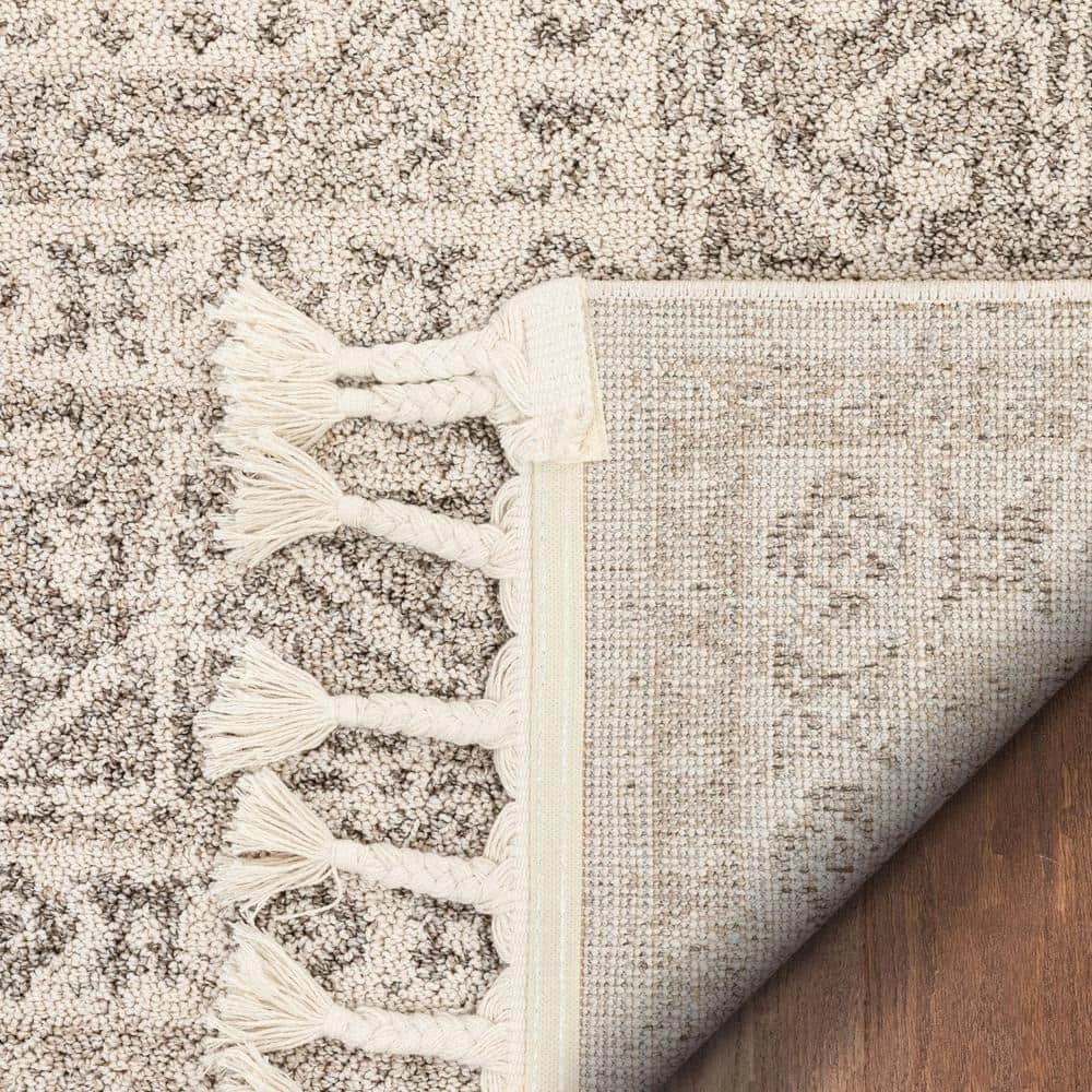 Loop-De-Loop Carina Beige Tribal Medallion 7 ft. 10 in. x 10 ft. 6 in. Flat-Weave Area Rug by Well Woven 5 Loop-De-Loop Carina Beige Tribal Medallion 7 ft. 10 in. x 10 ft. 6 in. Flat-Weave Area Rug by Well Woven - Image 3