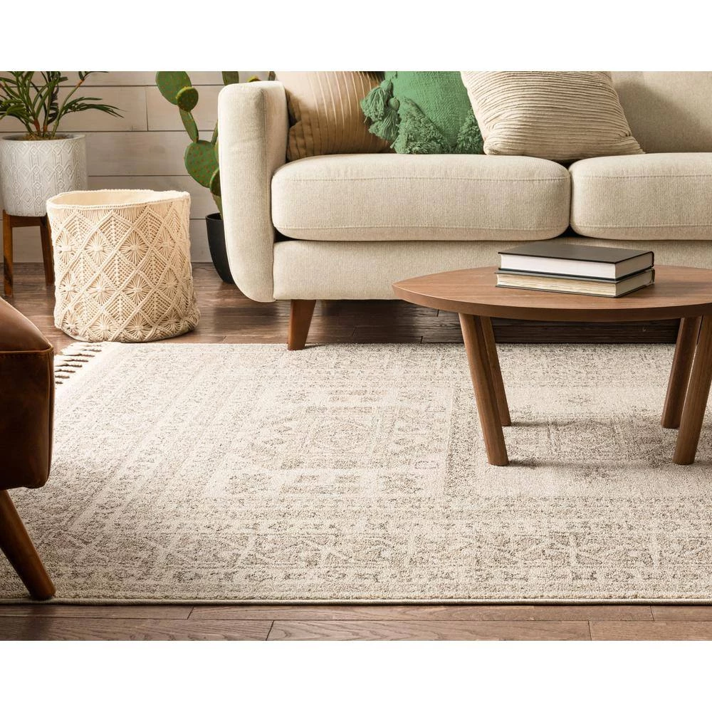 Loop-De-Loop Carina Beige Tribal Medallion 7 ft. 10 in. x 10 ft. 6 in. Flat-Weave Area Rug by Well Woven 4 Loop-De-Loop Carina Beige Tribal Medallion 7 ft. 10 in. x 10 ft. 6 in. Flat-Weave Area Rug by Well Woven - Image 2