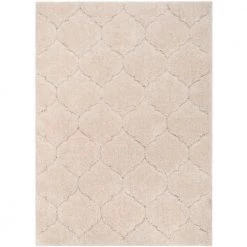 Logan Sandy Lattice Trellis Shag Beige 5 ft. x 7 ft. 3 in. 3D Textured Area Rug by Well Woven