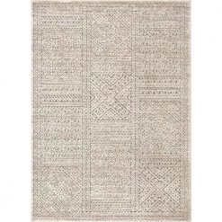 Malaga Lyre Tribal Mosaic Tile-Work Beige 7 ft. 10 in. x 10 ft. 6 in. Distressed High-Low Area Rug by Well Woven