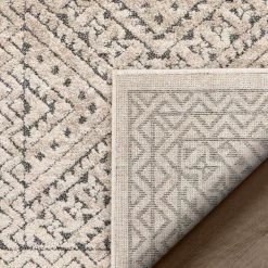 Malaga Lyre Tribal Mosaic Tile-Work Beige 7 ft. 10 in. x 10 ft. 6 in. Distressed High-Low Area Rug by Well Woven -Linon Home Decor Sales beige well woven area rugs mg 192 7 66 1000