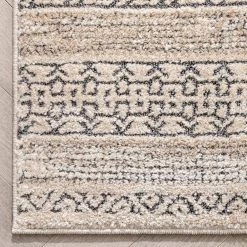 Malaga Fresco Tribal Geometric Beige 5 ft. 3 in. x 7 ft. 3 in. Distressed High-Low Area Rug by Well Woven -Linon Home Decor Sales beige well woven area rugs mg 202 5 1f 1000
