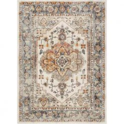 Rodeo Carno Bohemian Eclectic Beige 9 ft. 3 in. x 12 ft. 6 in. Medallion Oriental Distressed Area Rug by Well Woven