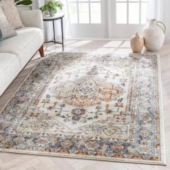 Rodeo Carno Bohemian Eclectic Beige 9 ft. 3 in. x 12 ft. 6 in. Medallion Oriental Distressed Area Rug by Well Woven -Linon Home Decor Sales beige well woven area rugs ro 122 8 c3 1000