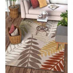 Dorado Mariah Modern Tropical Leaves Beige Hight-Low Indoor/Outdoor 7 ft. 10 in. x 9 ft. 10 in. Area Rug by Well Woven 15 Dorado Mariah Modern Tropical Leaves Beige Hight-Low Indoor/Outdoor 7 ft. 10 in. x 9 ft. 10 in. Area Rug by Well Woven -Linon Home Decor Sales beige well woven outdoor rugs do 122 7 44 1000