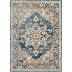 Tikal Ursula Black/Blue Vintage Bohemian Oriental Medallion 7 ft. 10 in. x 9 ft. 10 in. Distressed Area Rug by Well Woven