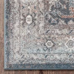 Rodeo Salida Black Grey 2 ft. 3 in. x 7 ft. 3 in. Vintage Oriental Botanical Border Runner Area Rug by Well Woven -Linon Home Decor Sales black grey well woven area rugs ro 283 2 1f 1000