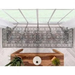 Rodeo Salida Black Grey 2 ft. 3 in. x 7 ft. 3 in. Vintage Oriental Botanical Border Runner Area Rug by Well Woven -Linon Home Decor Sales black grey well woven area rugs ro 283 2 44 1000