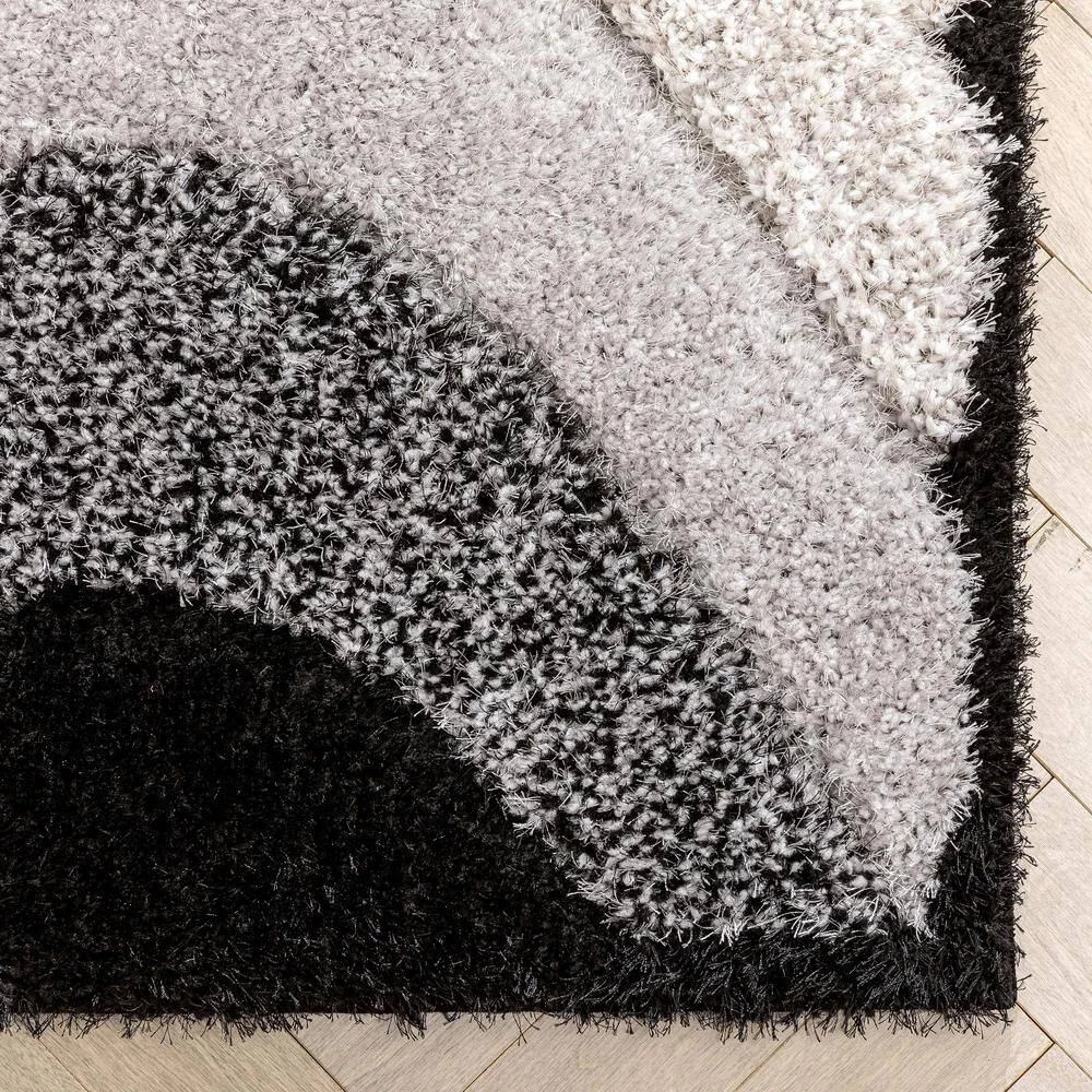 Logan Lowry Abstract Waves Shag Black Ivory 7 ft. 5 in. x 9 ft. 10 in. 3D Textured Area Rug by Well Woven 7 Logan Lowry Abstract Waves Shag Black Ivory 7 ft. 5 in. x 9 ft. 10 in. 3D Textured Area Rug by Well Woven - Image 5