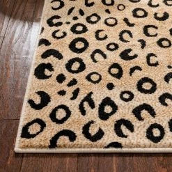Dulcet Leopard Black 2 ft. x 7 ft. Modern Animal Print Runner Rug by Well Woven -Linon Home Decor Sales black well woven area rugs 19532 1f 1000