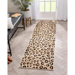 Dulcet Leopard Black 2 ft. x 7 ft. Modern Animal Print Runner Rug by Well Woven -Linon Home Decor Sales black well woven area rugs 19532 c3 1000