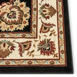 Timeless Abbasi Black 3 ft. x 12 ft. Traditional Runner Rug by Well Woven -Linon Home Decor Sales black well woven area rugs 36032l 1f 1000