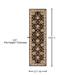 Timeless Abbasi Black 3 ft. x 12 ft. Traditional Runner Rug by Well Woven -Linon Home Decor Sales black well woven area rugs 36032l 76 1000
