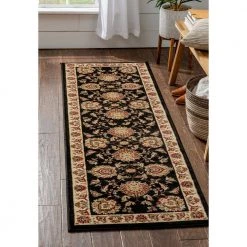Timeless Abbasi Black 3 ft. x 12 ft. Traditional Runner Rug by Well Woven -Linon Home Decor Sales black well woven area rugs 36032l c3 1000