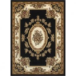 Timeless Le Petit Palais Black 5 ft. x 7 ft. Traditional Area Rug by Well Woven