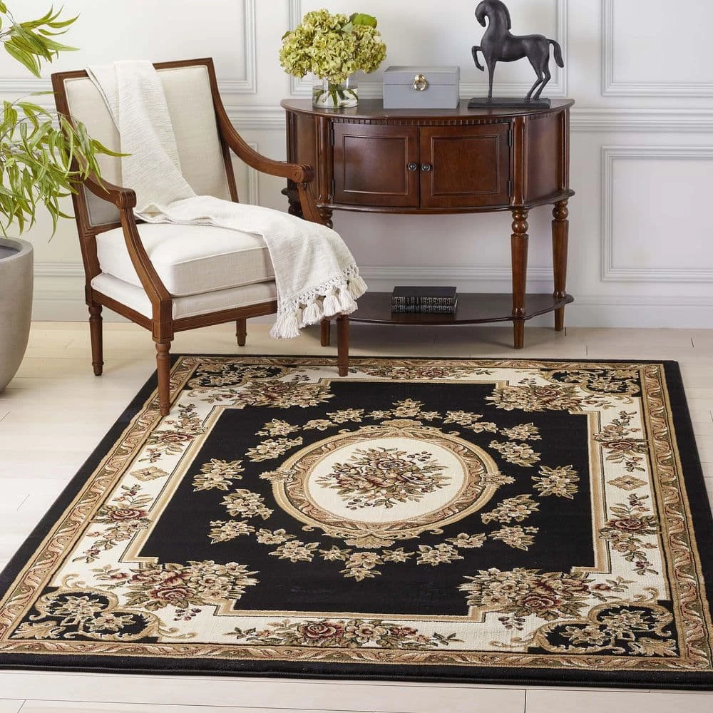 Timeless Le Petit Palais Black 5 ft. x 7 ft. Traditional Area Rug by Well Woven 5 Timeless Le Petit Palais Black 5 ft. x 7 ft. Traditional Area Rug by Well Woven - Image 3
