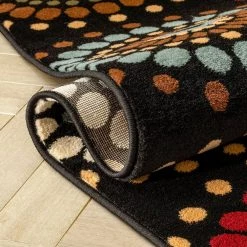 Barclay Orchid Fields Black 4 ft. x 5 ft. Contemporary Suzani Area Rug by Well Woven -Linon Home Decor Sales black well woven area rugs 547634 1f 1000