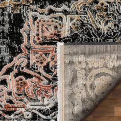 Indira Maura Black Bohemian Vintage Medallion Oriental 5 ft. 3 in. x 7 ft. 3 in. Textured Area Rug by Well Woven -Linon Home Decor Sales black well woven area rugs ind 33 5 1f 1000