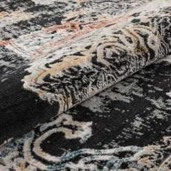Indira Maura Black Bohemian Vintage Medallion Oriental 5 ft. 3 in. x 7 ft. 3 in. Textured Area Rug by Well Woven -Linon Home Decor Sales black well woven area rugs ind 33 5 4f 1000