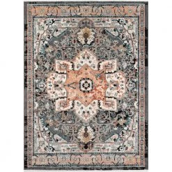 Indira Minos Black Vintage Bohemian Oriental Floral 5 ft. 3 in. x 7 ft. 3 in. Textured Area Rug by Well Woven