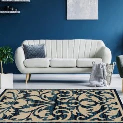 Kobe Damask Blue and Bone 4 ft. 4 in. x 7 ft. 3 in. Area Rug by Linon Home Decor 11 Kobe Damask Blue and Bone 4 ft. 4 in. x 7 ft. 3 in. Area Rug by Linon Home Decor -Linon Home Decor Sales blue bone linon home decor area rugs thdr03990 31 1000