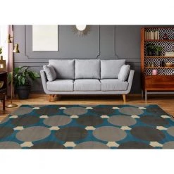 Kobe Jasper Blue and Grey 6 ft. 5 in. x 9 ft. 3 in. Area Rug by Linon Home Decor -Linon Home Decor Sales blue grey linon home decor area rugs thdr03995 31 1000