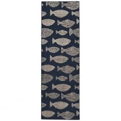Lisbon DelMar Blue Ivory 2 ft. x 8 ft. Runner Rug by Linon Home Decor