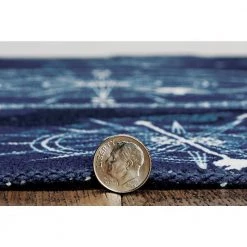 Washable Nautical Blue/Ivory 5 ft. x 7 ft. Rectangle Abstract Area Rug by Linon Home Decor -Linon Home Decor Sales blue ivory linon home decor area rugs thd03355 4f 1000