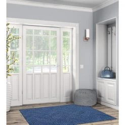 Washable Liam Blue/Ivory 3 ft. x 5 ft. Abstract Rectangle Area Rug by Linon Home Decor -Linon Home Decor Sales blue ivory linon home decor area rugs thd03406 31 1000