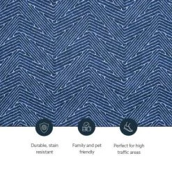 Washable Liam Blue/Ivory 5 ft. x 7 ft. Abstract Rectangle Area Rug by Linon Home Decor -Linon Home Decor Sales blue ivory linon home decor area rugs thd03407 1f 1000