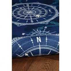 Washable Nautical Blue/Ivory 2 ft. x 8 ft. by Linon Home Decor -Linon Home Decor Sales blue ivory linon home decor area rugs thdr03918 fa 1000