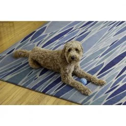 Pompas Blue and Ivory 7 ft. W x 9 ft. L Washable Polyester Indoor/Outdoor Area Rug by Linon Home Decor -Linon Home Decor Sales blue ivory linon home decor outdoor rugs thdr04058 1f 1000