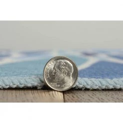 Pompas Blue and Ivory 7 ft. W x 9 ft. L Washable Polyester Indoor/Outdoor Area Rug by Linon Home Decor -Linon Home Decor Sales blue ivory linon home decor outdoor rugs thdr04058 4f 1000