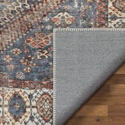 Lotus Ripon Blue Red Vintage Medallion Botanical Border 5 ft. 3 in. x 7 ft. 3 in. Machine Washable Area Rug by Well Woven -Linon Home Decor Sales blue red well woven area rugs lot 50 5 1f 1000