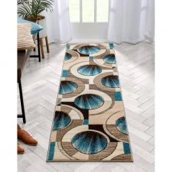 Ruby Yolo 2 ft. x 7 ft. Runner Modern Geometric Shapes Blue Runner Rug by Well Woven -Linon Home Decor Sales blue well woven area rugs 601062 c3 1000