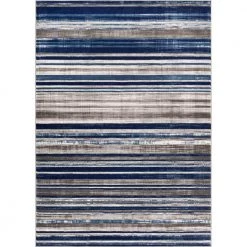 Amba Signature Stripes Blue 5 ft. x 7 ft. Modern Distressed Area Rug by Well Woven