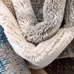 Good Vibes Rosa Blue Modern Geometric Triangles 3 ft. 11 in. x 5 ft. 3 in. High-Low Area Rug by Well Woven -Linon Home Decor Sales blue well woven area rugs gv 104 4 4f 1000