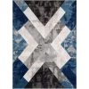 Good Vibes Rosa Blue Modern Geometric Triangles 3 ft. 11 in. x 5 ft. 3 in. High-Low Area Rug by Well Woven