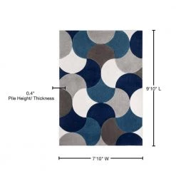 Good Vibes Helena Blue Modern Geometric Shapes 7 ft. 10 in. x 9 ft. 10 in. Area Rug by Well Woven -Linon Home Decor Sales blue well woven area rugs gv 34 7 76 1000