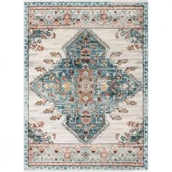 Indira Manor Blue Vintage Bohemian Medallion Oriental 7 ft. 10 in. x 9 ft. 10 in. Textured Area Rug by Well Woven