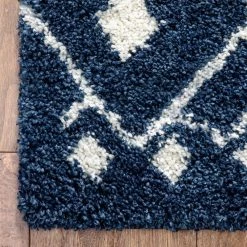 Juni Kari Scandinavian Moroccan Lattice Blue 7 ft. 10 in. x 9 ft. 10 in. Nordic Thick Area Rug by Well Woven -Linon Home Decor Sales blue well woven area rugs ju 24 7 44 1000